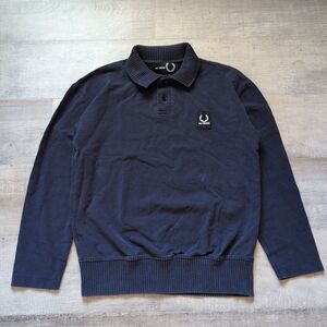 Raf Simons Mens Navy Blue Fred Perry Polo Long Sleeve Shirt Sz 36 EUC
